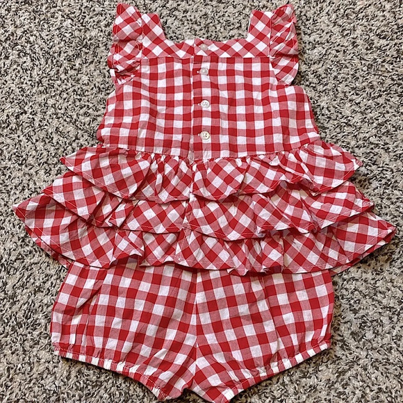 NWOT Mayoral Red & White Gingham Tiered Bubble Romper - Picture 5 of 6